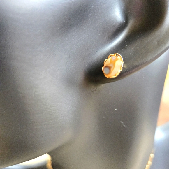 Vintage Abalone 14k Gold Necklace & Pierced Earrings - Picture 13 of 16